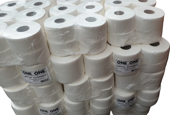 12 Mini Jumbo Toilet Rolls 2 Ply - Not Recycled