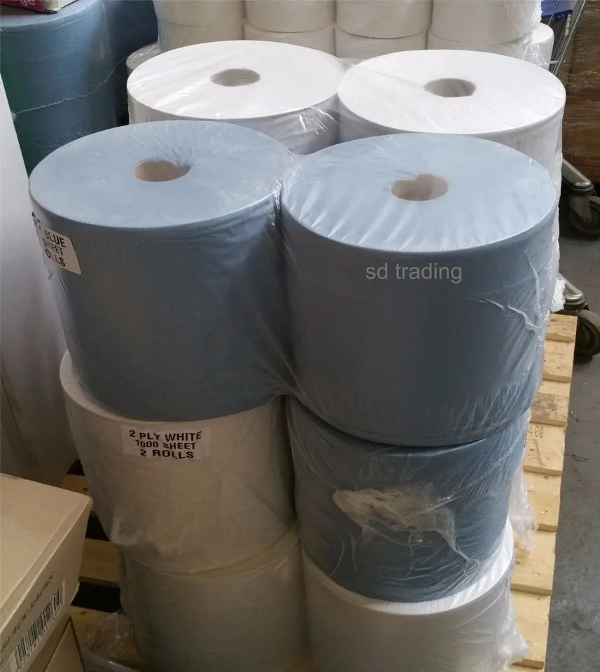 Jumbo Bumper Barrel 2 Ply Forecourt Roll Blue & White 400m