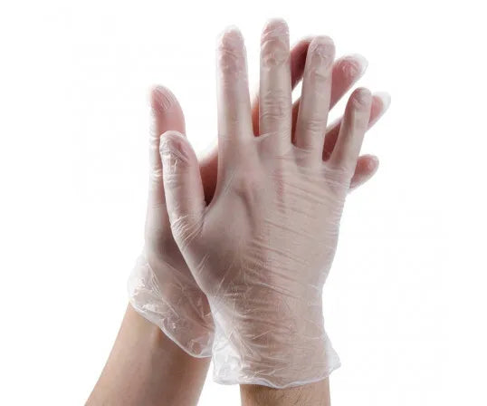 1000 Vinyl Clear Disposable Gloves Powder Free - Sizes L / M / XL