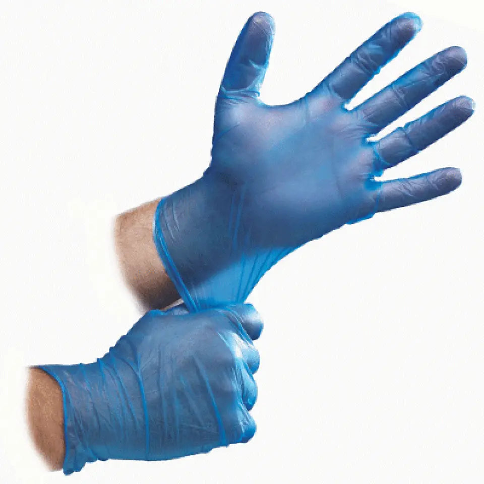 1000 Vinyl Blue Disposable Gloves Powder Free - Sizes L / M / XL