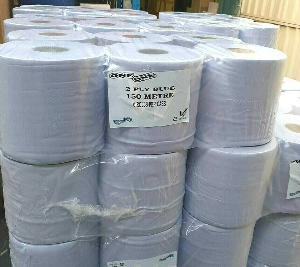 150 Meter - 2 Ply Blue Centrefeed Industrial Grade