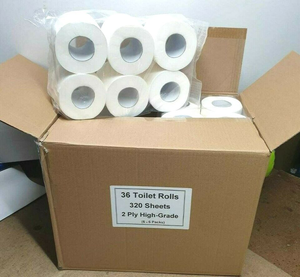 Box of 36 Jumbo Toilet Roll 2 Ply Hi-Grade 320 sheets