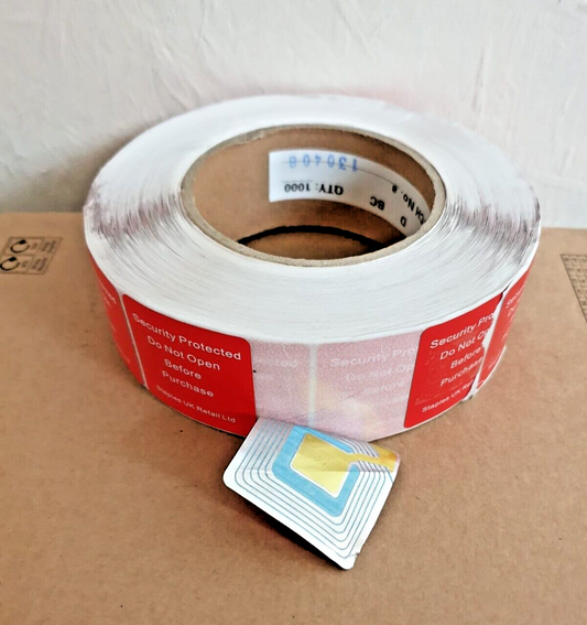 100 Security Protected Tag Label Sticker Retailer Shop Red Square 40x40mm