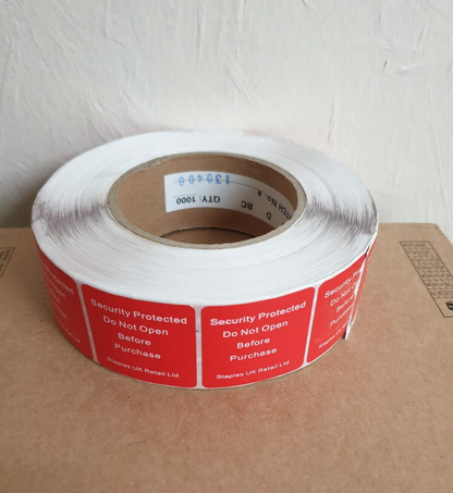 100 Security Protected Tag Label Sticker Retailer Shop Red Square 40x40mm