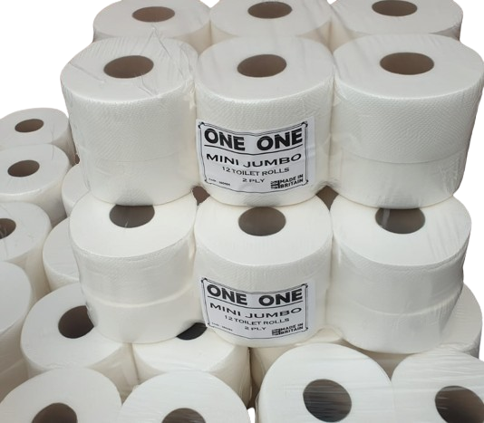 12 Mini Jumbo Toilet Rolls 2 Ply - Not Recycled