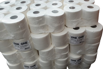 12 Mini Jumbo Toilet Rolls 2 Ply - Not Recycled