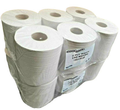 150 Meter - 2 Ply White Centrefeed Industrial Grade