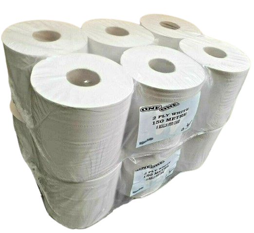 150 Meter - 2 Ply White Centrefeed Industrial Grade