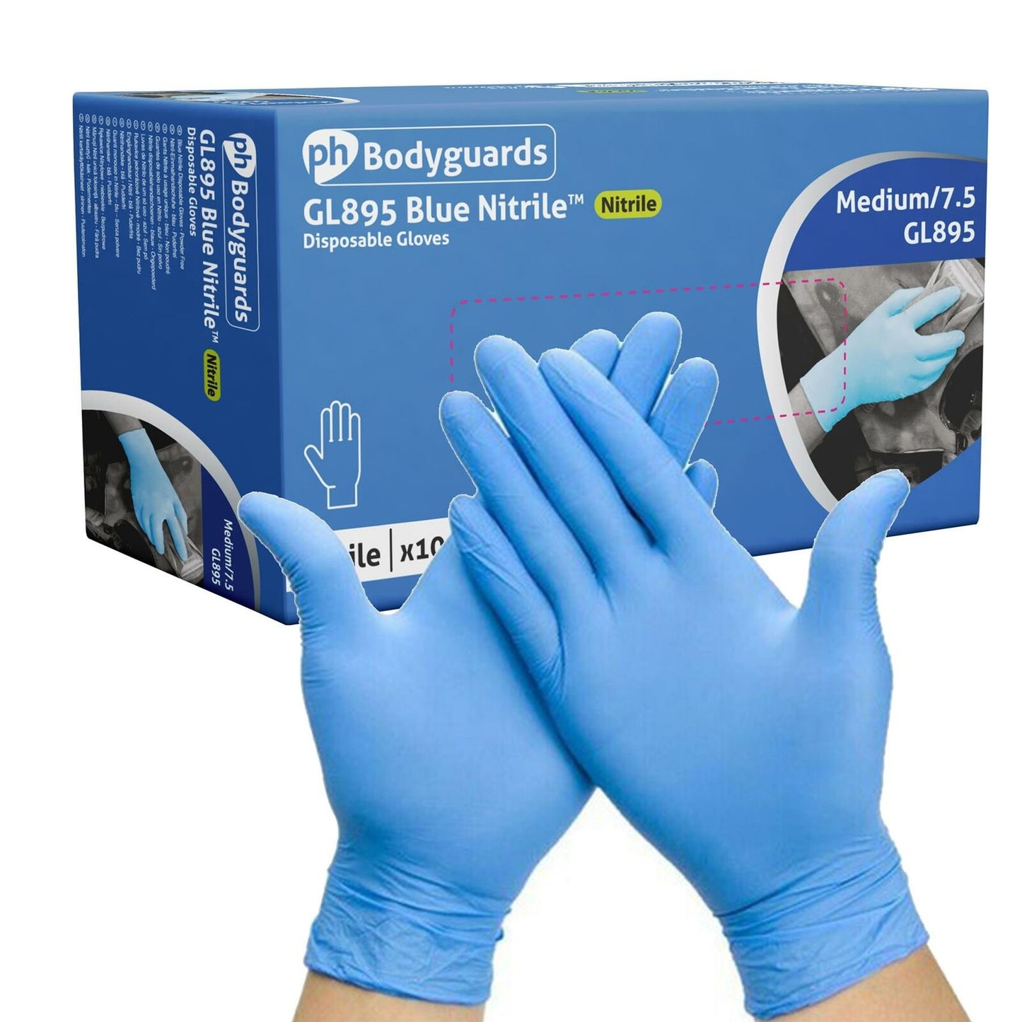 1000 Bodyguards Nitrile Blue Disposable Gloves Powder Free - Large