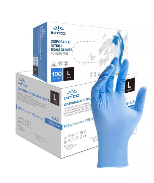 1000 Nitrile Blue Disposable Gloves Powder Free - Sizes L / M / XL