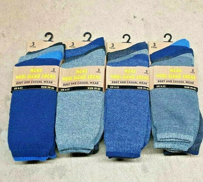 12 x Pairs Men Gents Wool Socks Thermal Warm Winter Work Boot Socks...