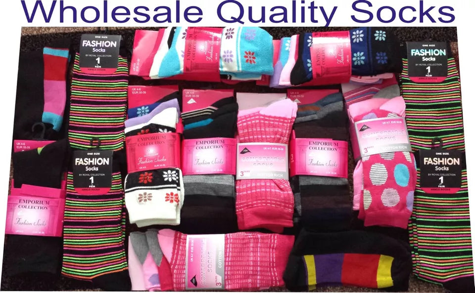 24 Pairs Christmas Gift Ladies Women Designer Socks Wholesale Job Lot Clearance